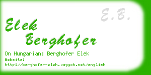 elek berghofer business card